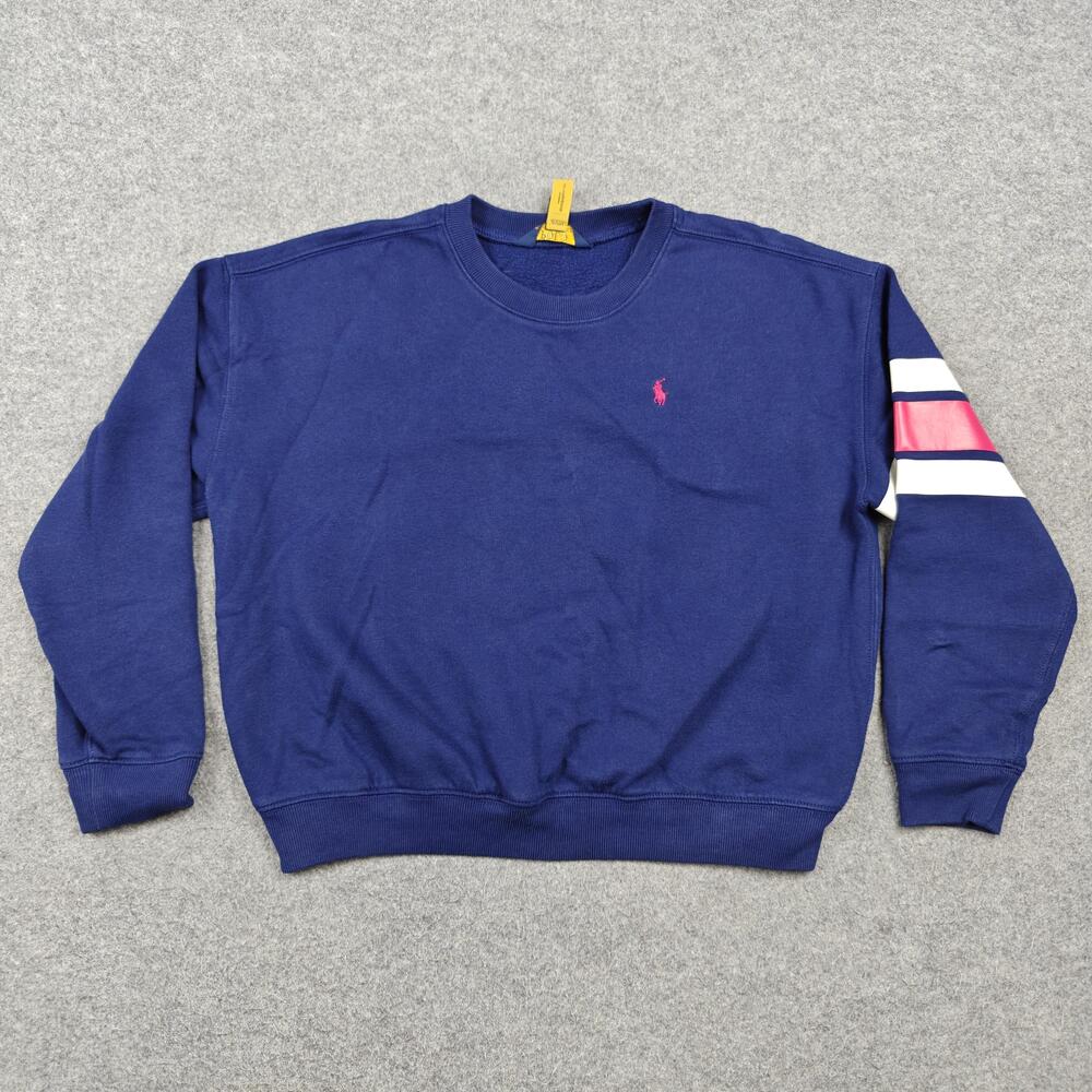 Polo Ralph Lauren Sweatshirt Kids 13-14 Blue Pullover Fleece POLO Back Logo